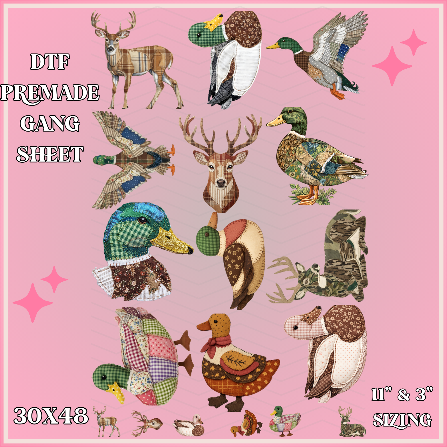 Patchwork Hunting - 30x48 - PREMADE GANG SHEET