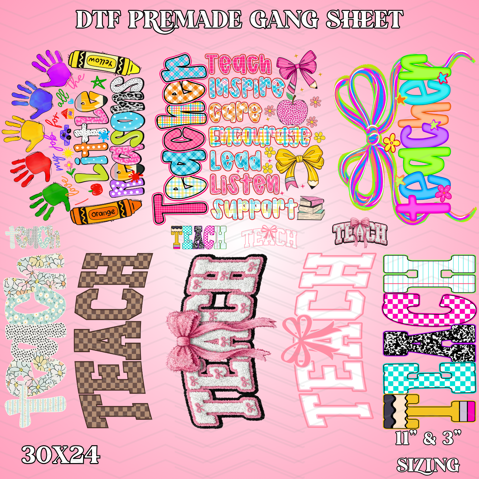 Spring Teacher - 30x24 -  PREMADE GANG SHEET