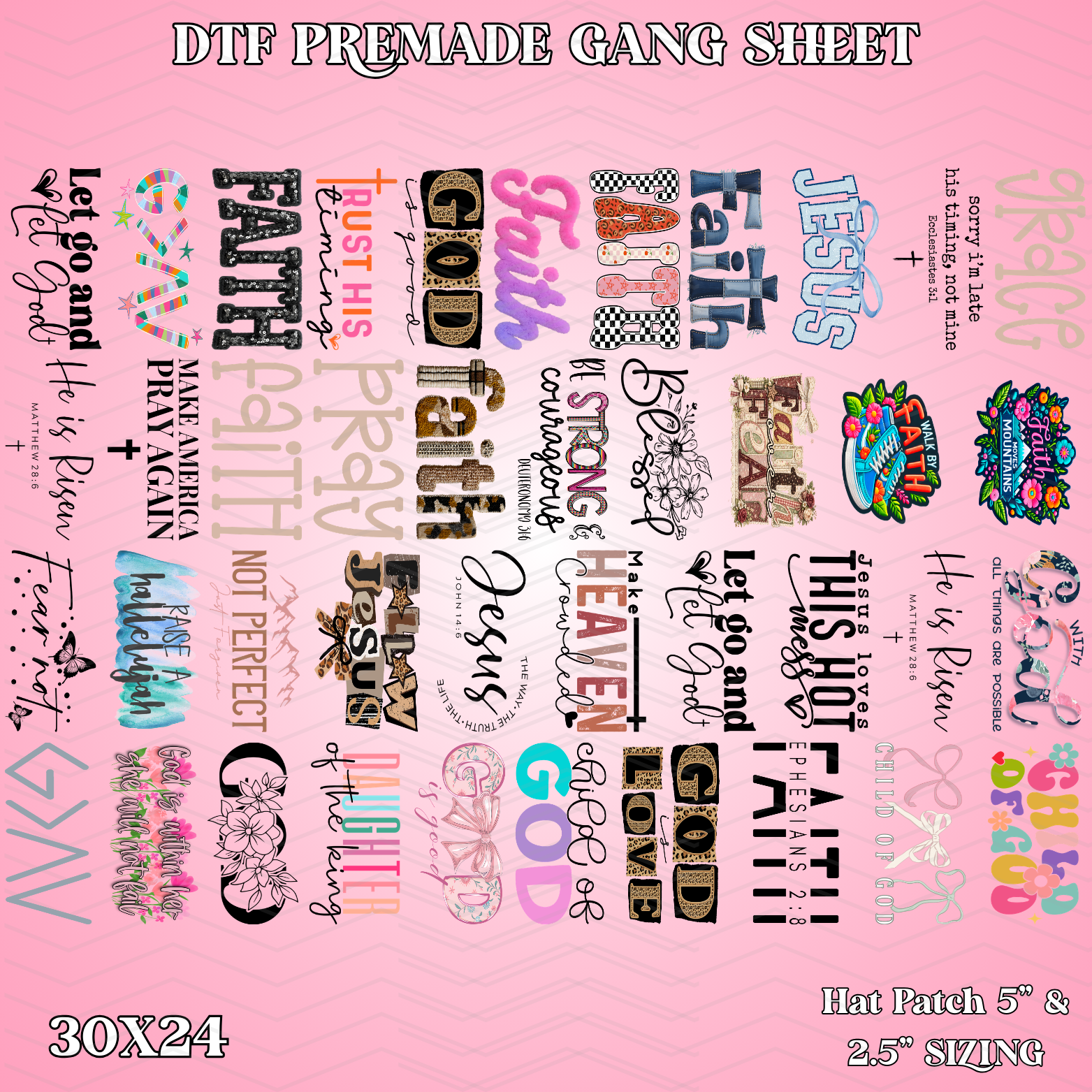 Faith Hat Patch - 30x24 - PREMADE GANG SHEET