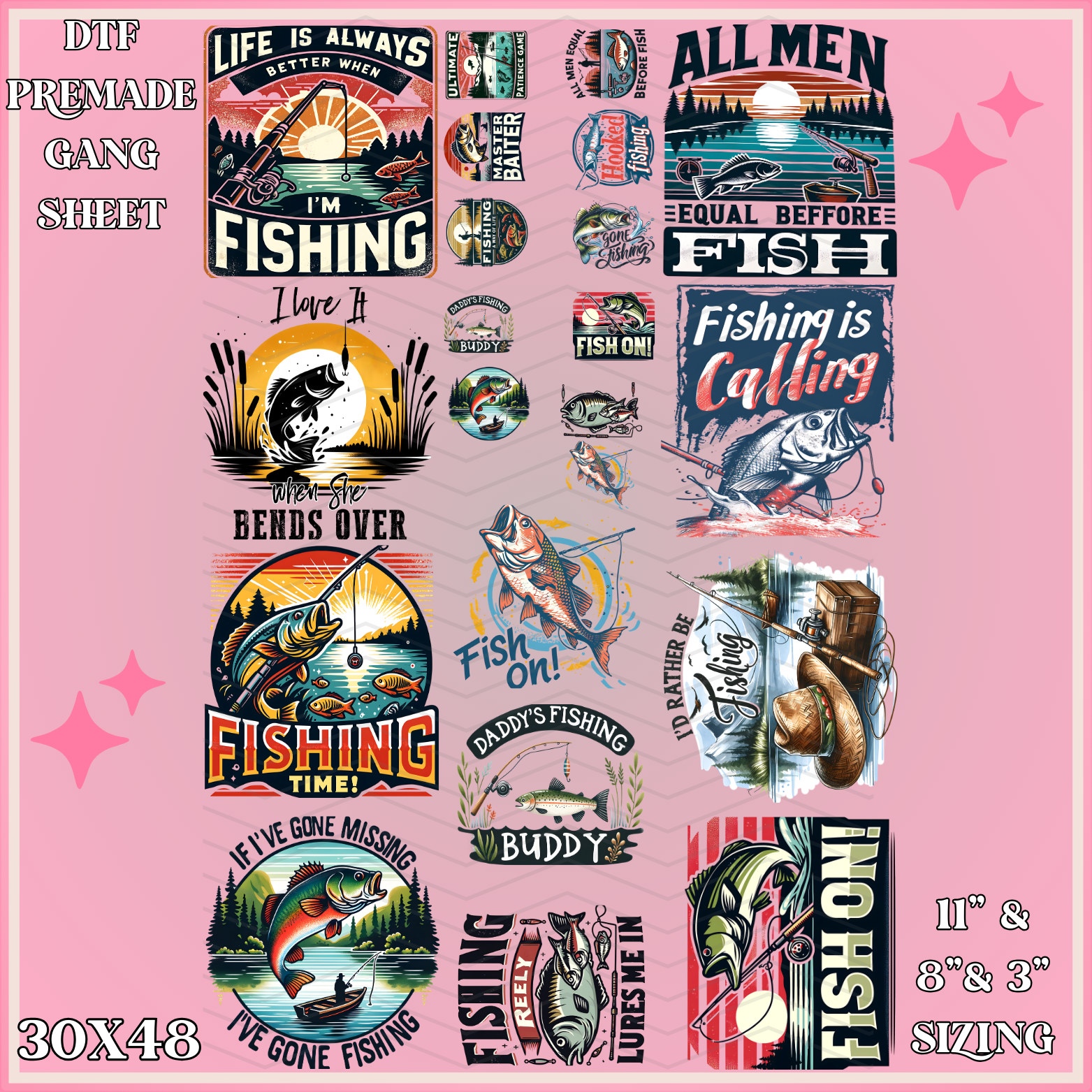 Fishing 2 - 30x48 - PREMADE GANG SHEET