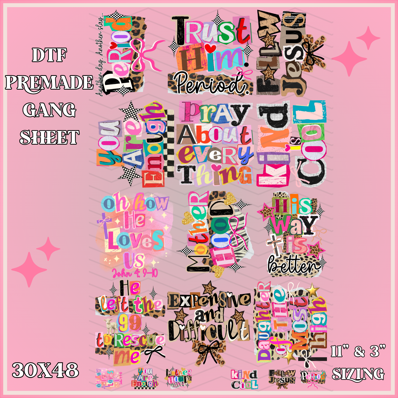 Trendy Faith - 30x48 - PREMADE GANG SHEET