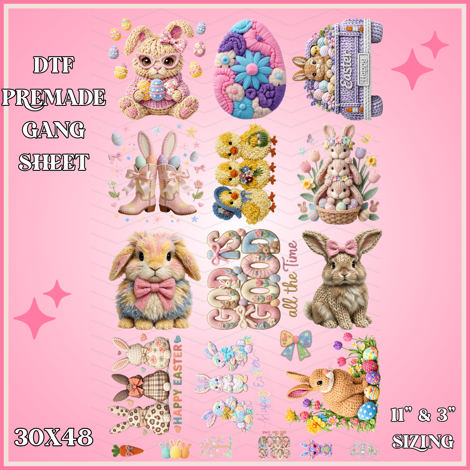 Faux Yarn Easter - 30x48 - PREMADE GANG SHEET