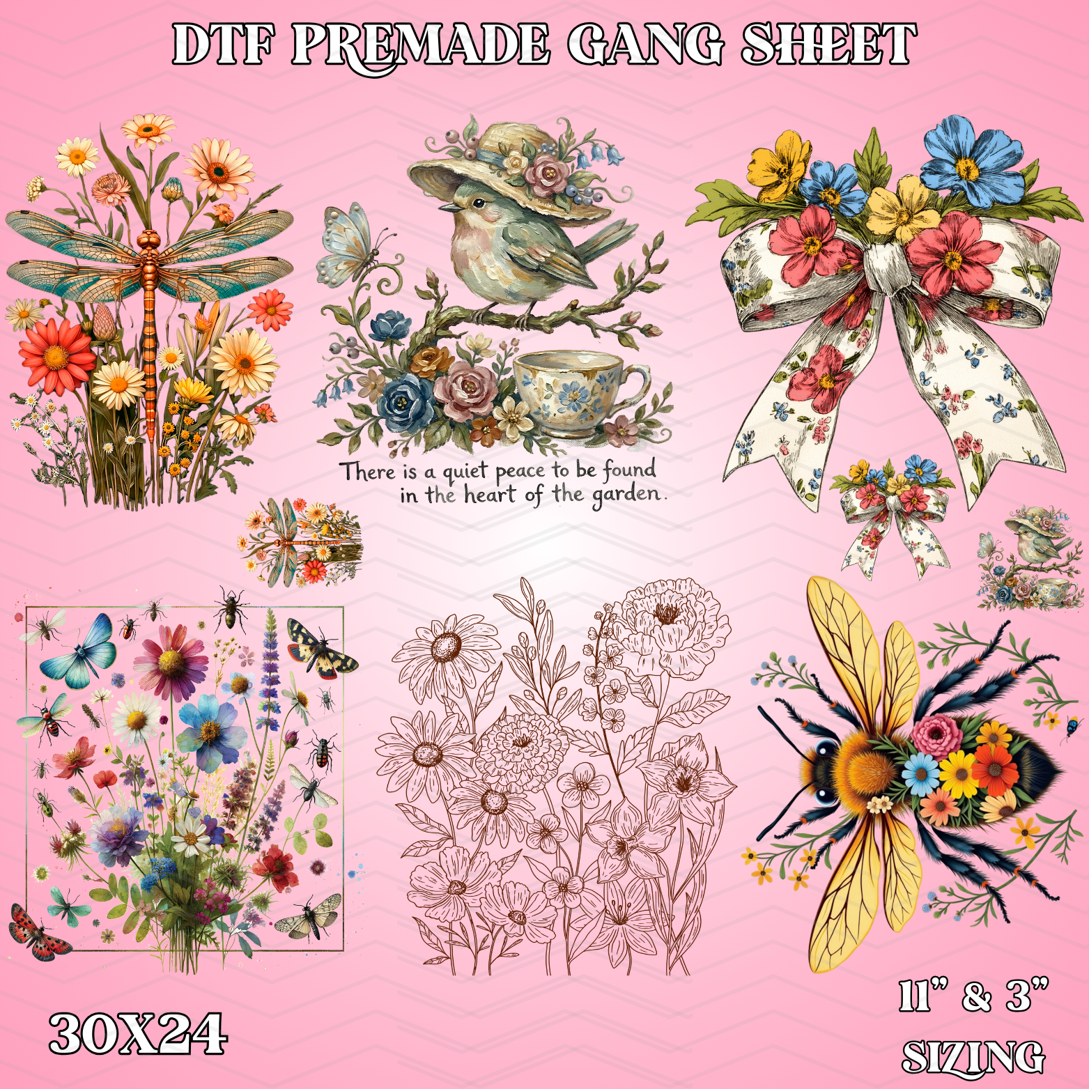 Wildflowers Bloom - 30x24 - PREMADE GANG SHEET